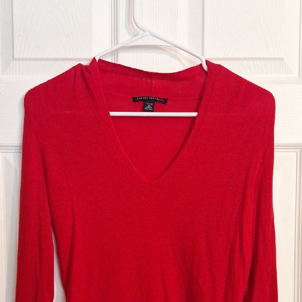 Lauren Ralph Lauren Red V-Neck Women's Top